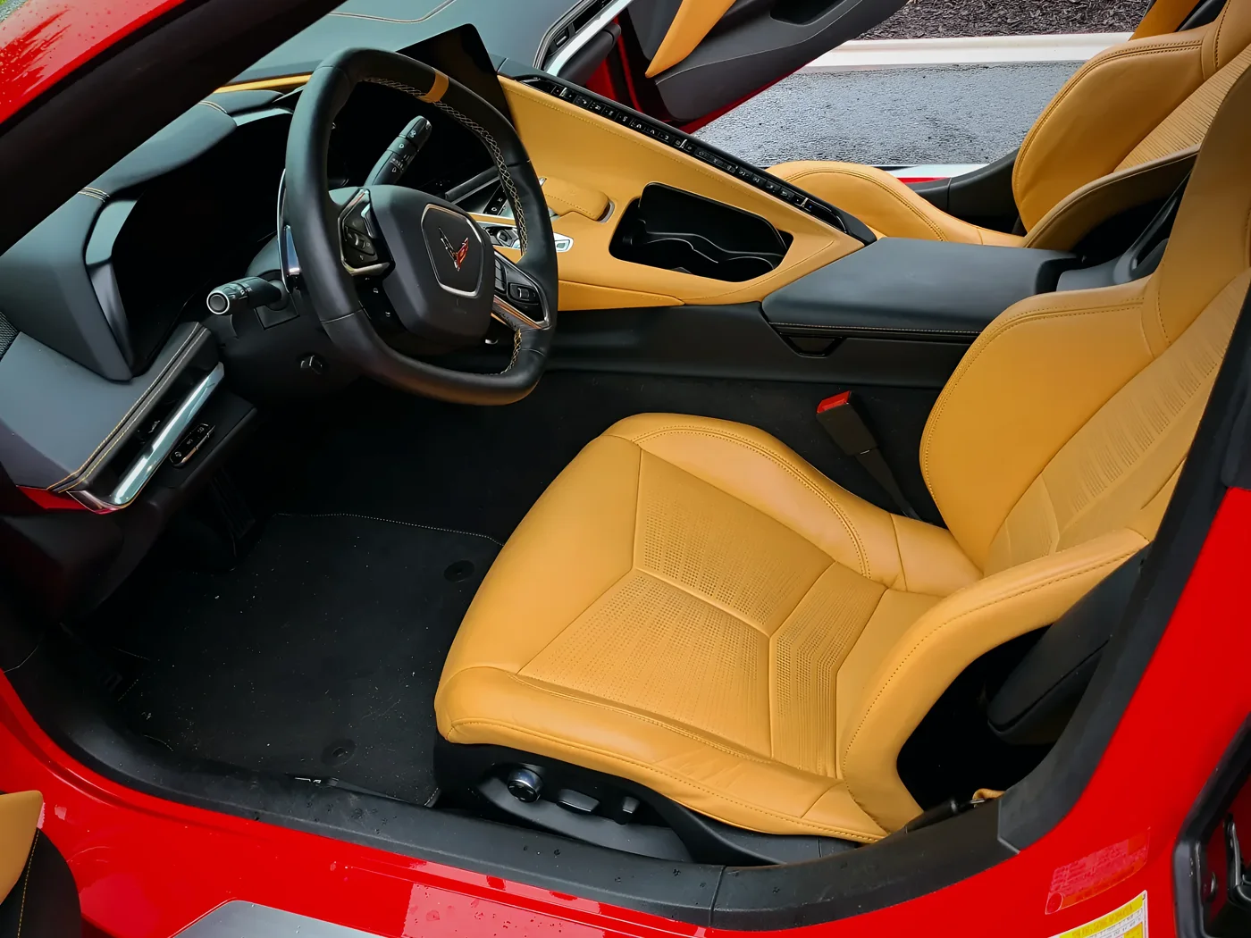 Chevy Corvette Stingray interior with tan leather, detailed by A-Class